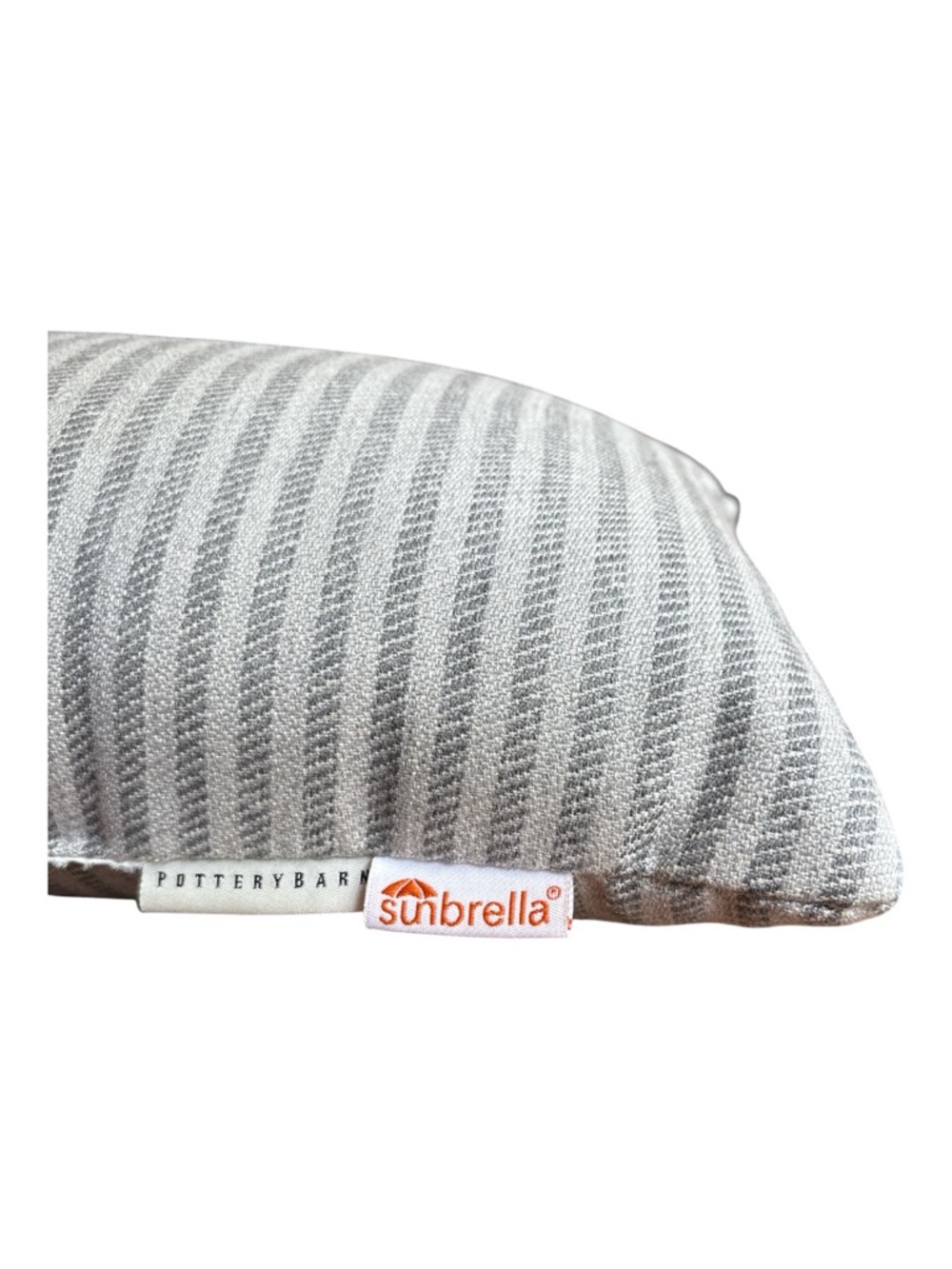 POTTERY BARN SUNBRELLA OUTDOOR LUMBAR PILLOW GREY STRIPES 22” x 10” - Picture 5 of 10
